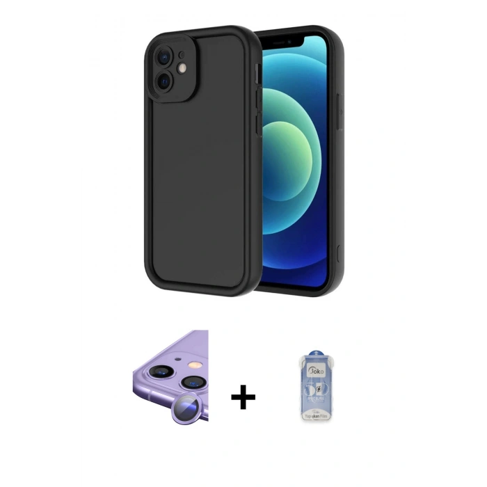MARSİLYAN™- iPhone 11 Kılıf Yankı Yansıma Özel Seri - Siyah Joko Magic 5D Cam + Raze Metal Kamera Lens - MR