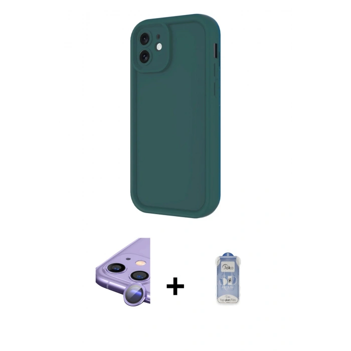 MARSİLYAN™- iPhone 11 Kılıf Yankı Yansıma Özel Seri - Siyah Joko Magic 5D Cam + Raze Metal Kamera Lens - MR