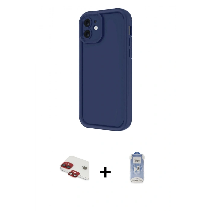 MARSİLYAN™- iPhone 11 Kılıf Yankı Yansıma Özel Seri - Siyah Joko Magic 5D Cam + Pers Alüminyum Kamera Lens - KI