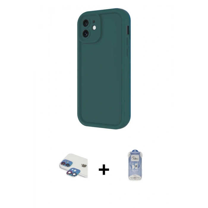 MARSİLYAN™- iPhone 11 Kılıf Yankı Yansıma Özel Seri - Siyah Joko Magic 5D Cam + Pers Alüminyum Kamera Lens - GI