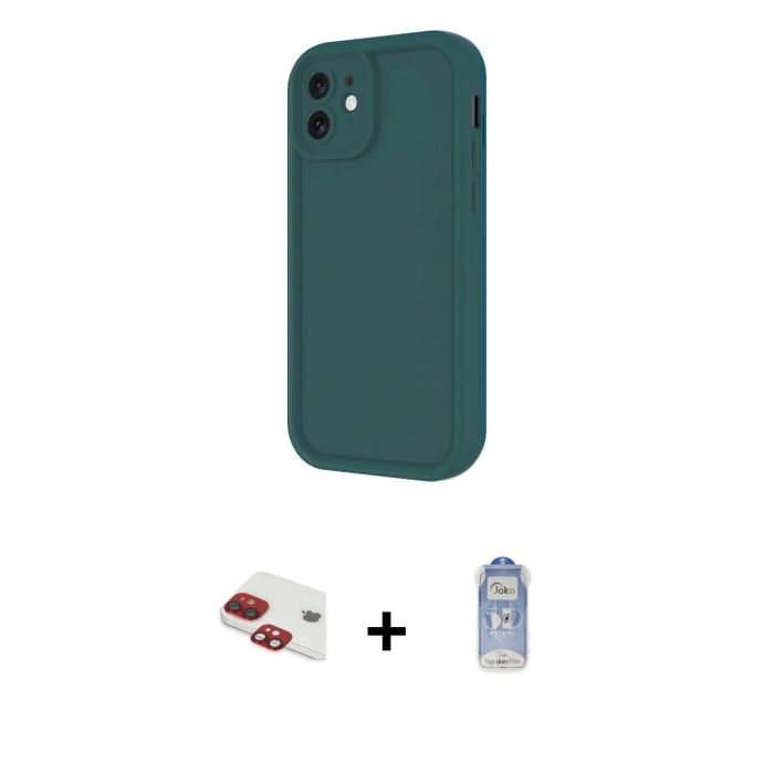 MARSİLYAN™- iPhone 11 Kılıf Yankı Yansıma Özel Seri - Siyah Joko Magic 5D Cam + Pers Alüminyum Kamera Lens - KI