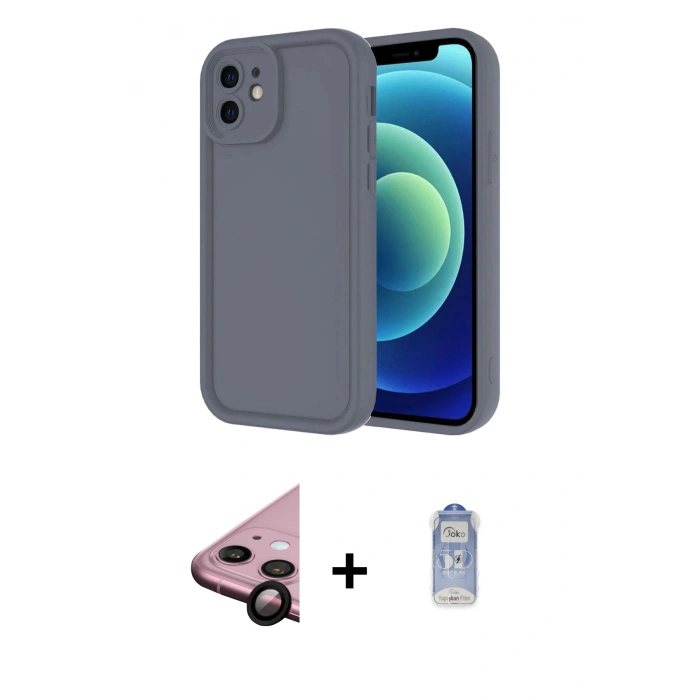 MARSİLYAN™- iPhone 11 Kılıf Yankı Yansıma Özel Seri - Siyah Joko Magic 5D Cam + Siyah Raze Metal Kamera Lens