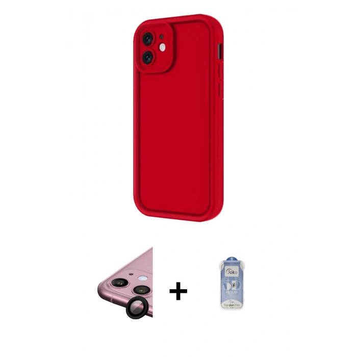 MARSİLYAN™- iPhone 11 Kılıf Yankı Yansıma Özel Seri - Siyah Joko Magic 5D Cam + Siyah Raze Metal Kamera Lens