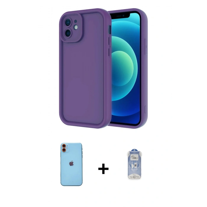 MARSİLYAN™- iPhone 11 Kılıf Yankı Yansıma Özel Seri - Siyah Joko Magic 5D Cam + Neon Fosforlu Kamera Lens - TU