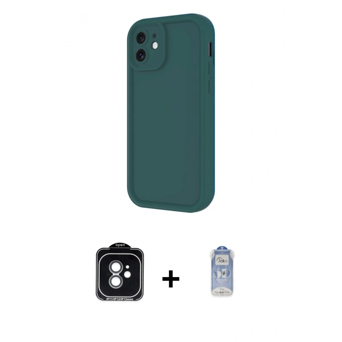 MARSİLYAN™- iPhone 11 Kılıf Yankı Yansıma Özel Seri - Siyah Joko Magic 5D Cam + PVD Metal Kamera Lens - YL