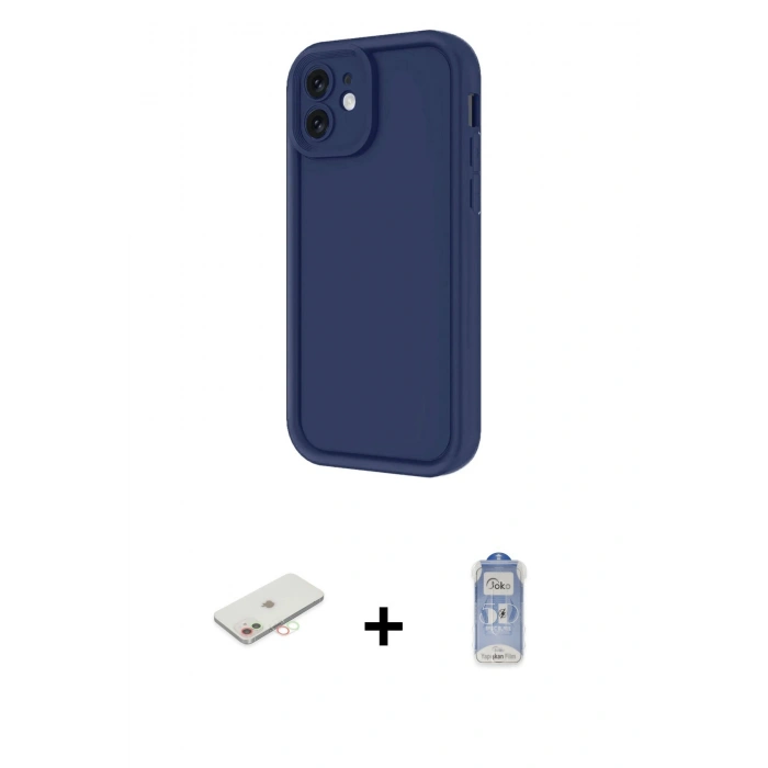 MARSİLYAN™- iPhone 11 Kılıf Yankı Yansıma Özel Seri - Siyah Joko Magic 5D Cam + Renkli Kamera Lens Koruma Cam - YL