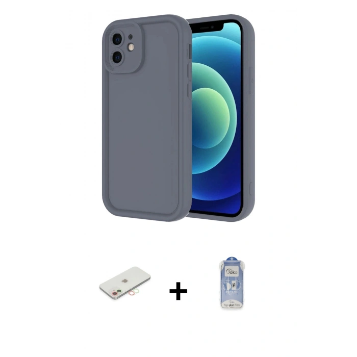 MARSİLYAN™- iPhone 11 Kılıf Yankı Yansıma Özel Seri - Siyah Joko Magic 5D Cam + Renkli Kamera Lens Koruma Cam - YL
