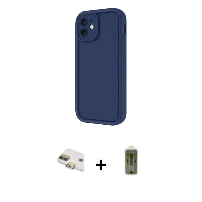 MARSİLYAN™- iPhone 11 Kılıf Yankı Yansıma Özel Seri - Siyah Joko Magic 5D Hayalet Cam + Pers Alüminyum Kamera Lens - GD