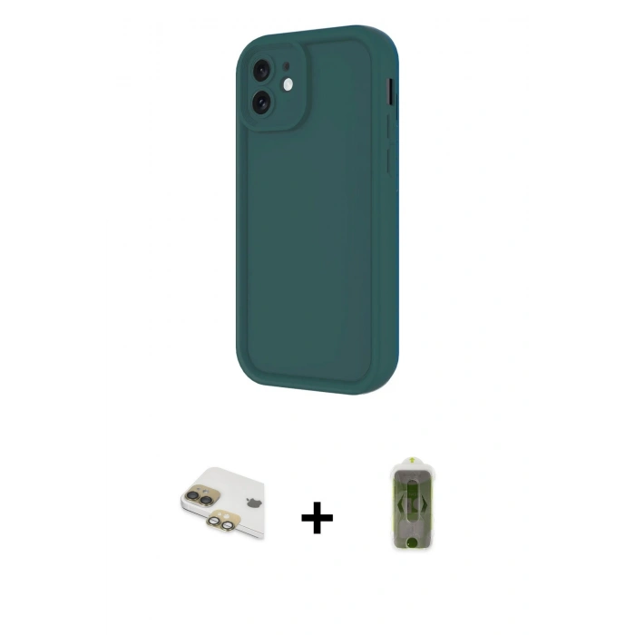 MARSİLYAN™- iPhone 11 Kılıf Yankı Yansıma Özel Seri - Siyah Joko Magic 5D Hayalet Cam + Pers Alüminyum Kamera Lens - GD