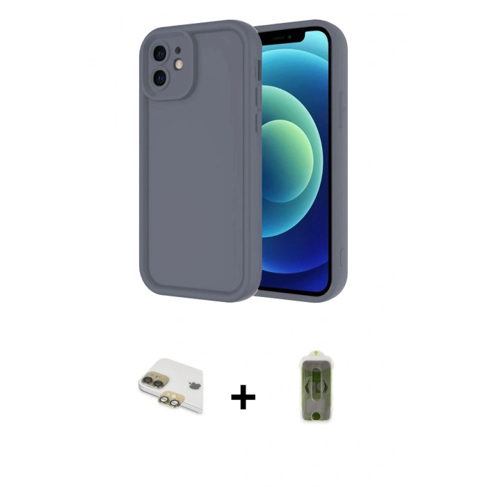 MARSİLYAN™- iPhone 11 Kılıf Yankı Yansıma Özel Seri - Siyah Joko Magic 5D Hayalet Cam + Pers Alüminyum Kamera Lens - GD