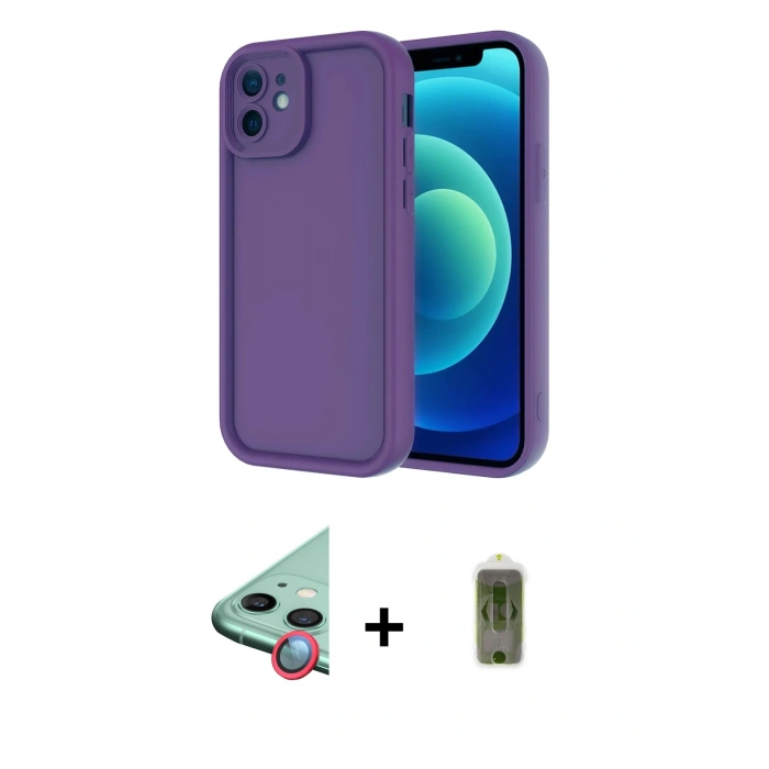 MARSİLYAN™- iPhone 11 Kılıf Yankı Yansıma Özel Seri - Siyah Joko Magic 5D Hayalet Cam + Raze Metal Kamera Lens - KI