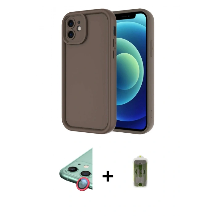 MARSİLYAN™- iPhone 11 Kılıf Yankı Yansıma Özel Seri - Siyah Joko Magic 5D Hayalet Cam + Raze Metal Kamera Lens - KI