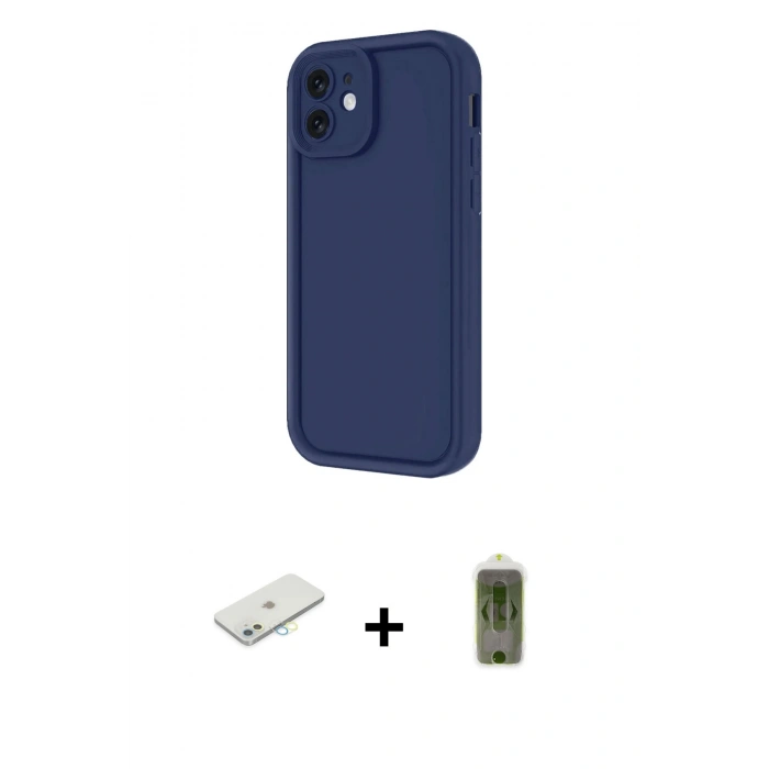MARSİLYAN™- iPhone 11 Kılıf Yankı Yansıma Özel Seri - Siyah Joko Magic 5D Hayalet Cam + Renkli Kamera Lens Koruma Cam - SI