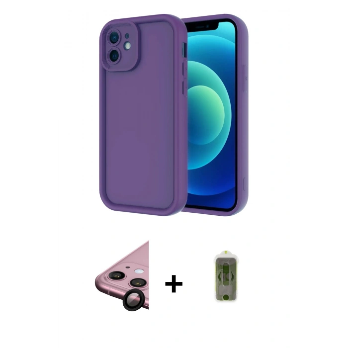 MARSİLYAN™- iPhone 11 Kılıf Yankı Yansıma Özel Seri - Siyah Joko Magic 5D Hayalet Cam + Raze Metal Kamera Lens - SH