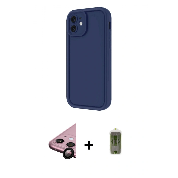 MARSİLYAN™- iPhone 11 Kılıf Yankı Yansıma Özel Seri - Siyah Joko Magic 5D Hayalet Cam + Raze Metal Kamera Lens - SH
