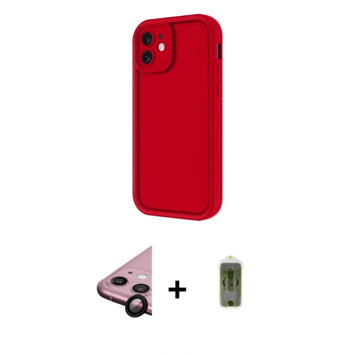 MARSİLYAN™- iPhone 11 Kılıf Yankı Yansıma Özel Seri - Siyah Joko Magic 5D Hayalet Cam + Raze Metal Kamera Lens - SH
