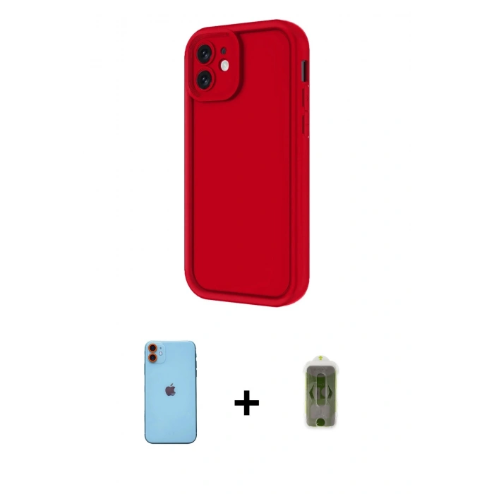 MARSİLYAN™- iPhone 11 Kılıf Yankı Yansıma Özel Seri - Siyah Joko Magic 5D Hayalet Cam + Neon Fosforlu Kamera Lens - TU