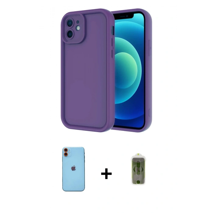 MARSİLYAN™- iPhone 11 Kılıf Yankı Yansıma Özel Seri - Siyah Joko Magic 5D Hayalet Cam + Neon Fosforlu Kamera Lens - TU