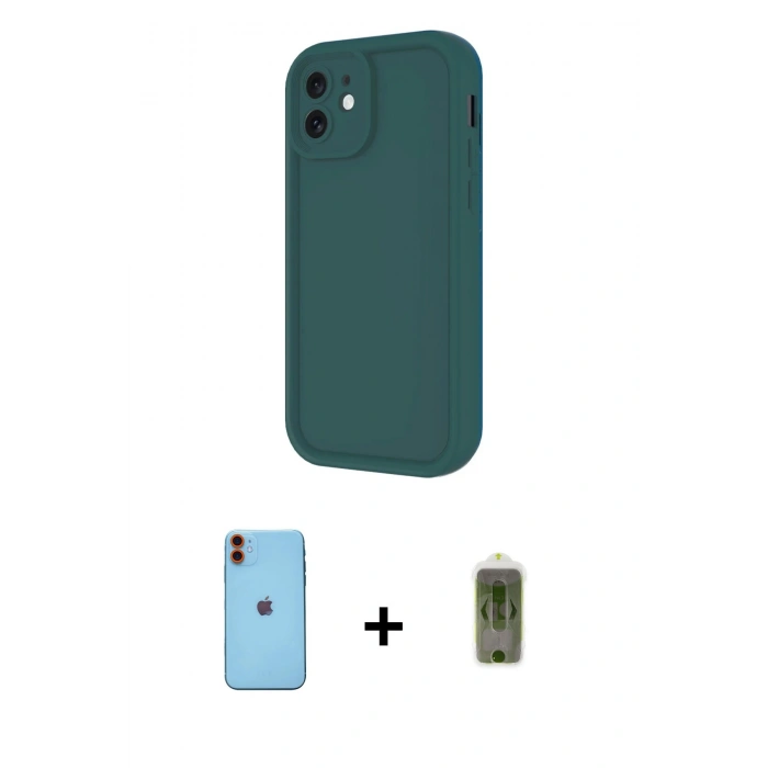 MARSİLYAN™- iPhone 11 Kılıf Yankı Yansıma Özel Seri - Siyah Joko Magic 5D Hayalet Cam + Neon Fosforlu Kamera Lens - TU