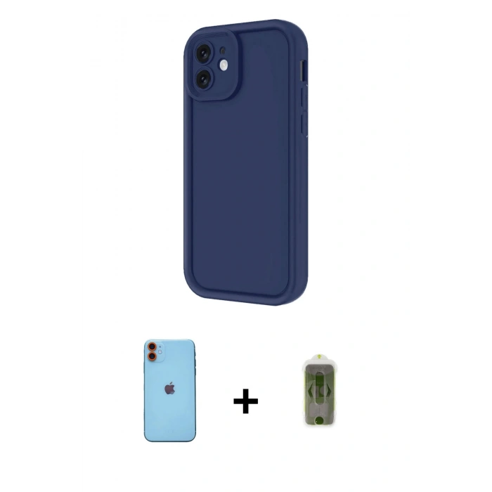 MARSİLYAN™- iPhone 11 Kılıf Yankı Yansıma Özel Seri - Siyah Joko Magic 5D Hayalet Cam + Neon Fosforlu Kamera Lens - TU