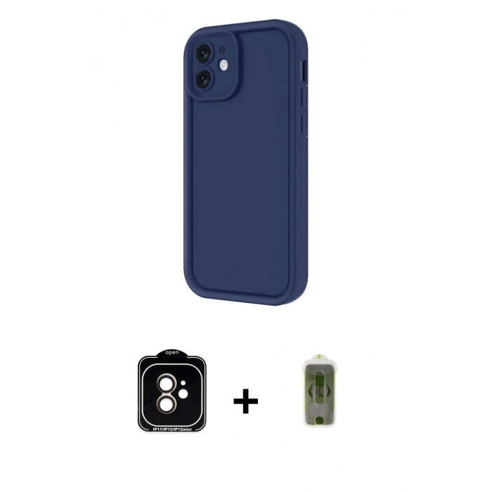 MARSİLYAN™- iPhone 11 Kılıf Yankı Yansıma Özel Seri - Siyah Joko Magic 5D Hayalet Cam + PVD Metal Kamera Lens - TU