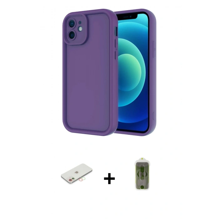 MARSİLYAN™- iPhone 11 Kılıf Yankı Yansıma Özel Seri - Siyah Joko Magic 5D Hayalet Cam + Renkli Kamera Lens Koruma Cam - YL