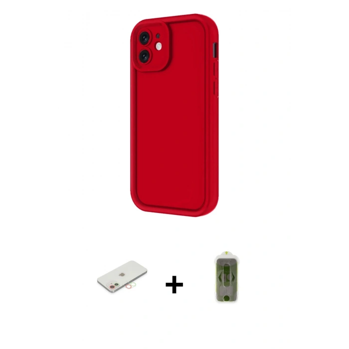 MARSİLYAN™- iPhone 11 Kılıf Yankı Yansıma Özel Seri - Siyah Joko Magic 5D Hayalet Cam + Renkli Kamera Lens Koruma Cam - YL