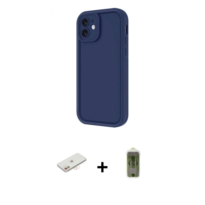 MARSİLYAN™- iPhone 11 Kılıf Yankı Yansıma Özel Seri - Siyah Joko Magic 5D Hayalet Cam + Renkli Kamera Lens Koruma Cam - YL