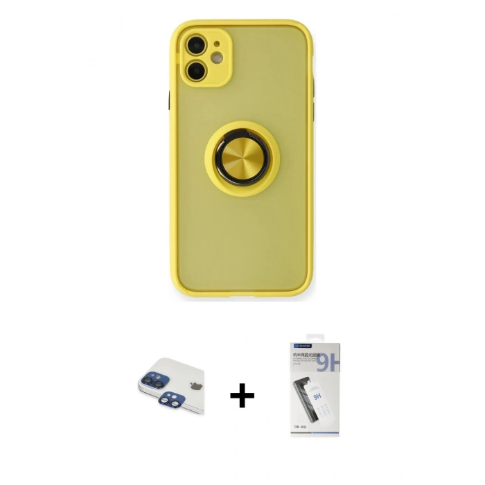MARSİLYAN™- iPhone 11 Kılıf Yörünge Çizgi - Şeffaf Uv Polymer Nano Ekran Koruyucu + Pers Alüminyum Kamera Lens - LT
