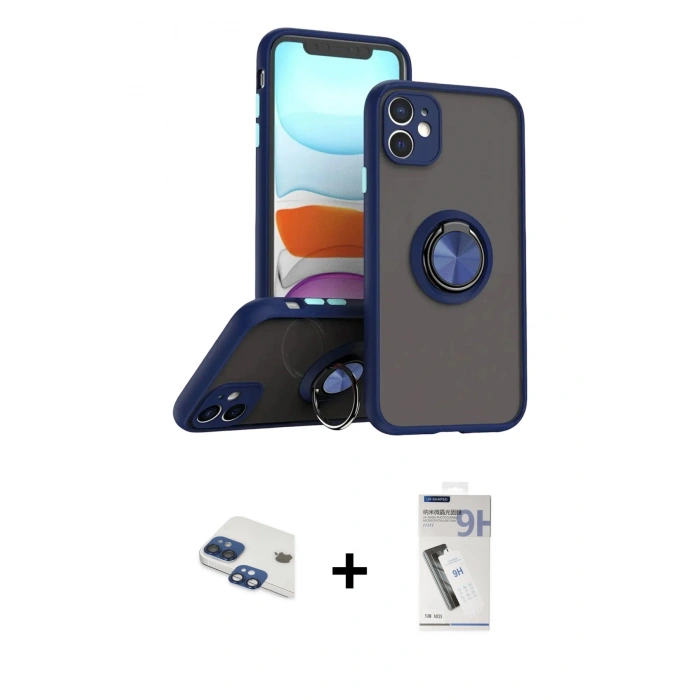 MARSİLYAN™- iPhone 11 Kılıf Yörünge Çizgi - Şeffaf Uv Polymer Nano Ekran Koruyucu + Pers Alüminyum Kamera Lens - LT