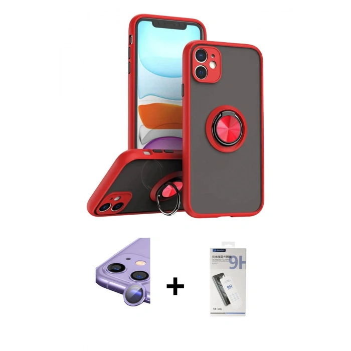MARSİLYAN™- iPhone 11 Kılıf Yörünge Çizgi - Şeffaf Uv Polymer Nano Ekran Koruyucu + Raze Metal Kamera Lens - MR