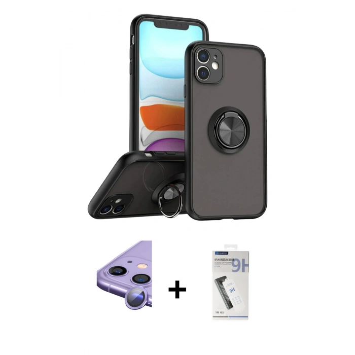 MARSİLYAN™- iPhone 11 Kılıf Yörünge Çizgi - Şeffaf Uv Polymer Nano Ekran Koruyucu + Raze Metal Kamera Lens - MR