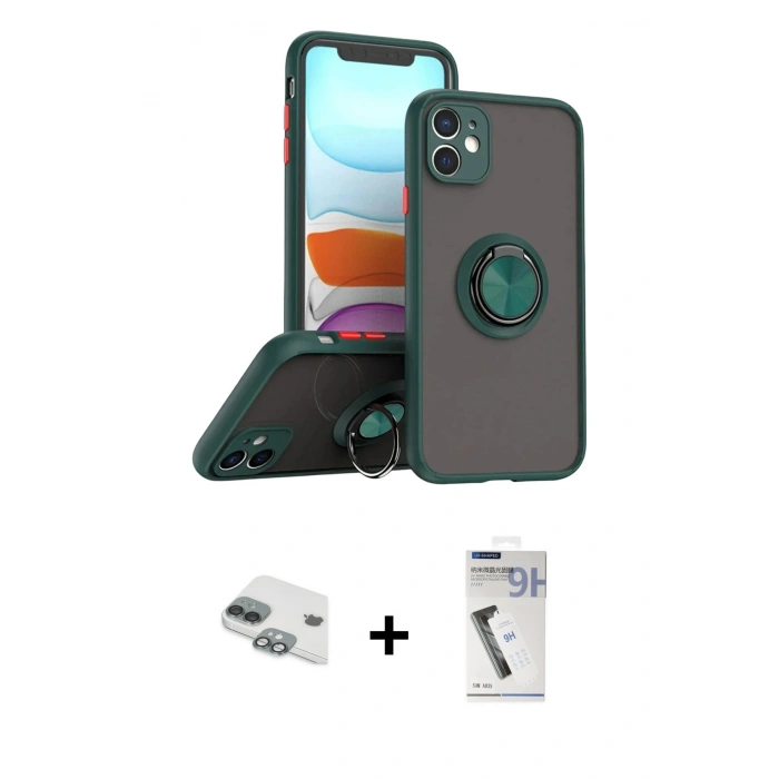 MARSİLYAN™- iPhone 11 Kılıf Yörünge Çizgi - Şeffaf Uv Polymer Nano Ekran Koruyucu + Pers Alüminyum Kamera Lens - YL