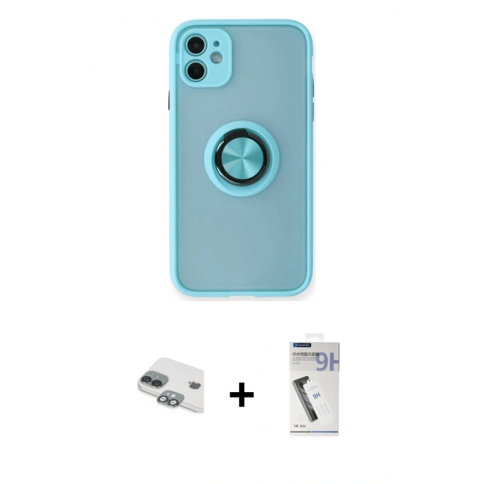 MARSİLYAN™- iPhone 11 Kılıf Yörünge Çizgi - Şeffaf Uv Polymer Nano Ekran Koruyucu + Pers Alüminyum Kamera Lens - YL