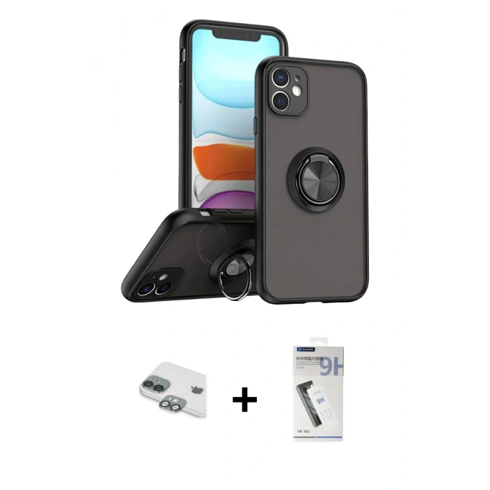 MARSİLYAN™- iPhone 11 Kılıf Yörünge Çizgi - Şeffaf Uv Polymer Nano Ekran Koruyucu + Pers Alüminyum Kamera Lens - YL