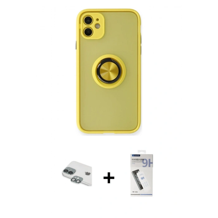 MARSİLYAN™- iPhone 11 Kılıf Yörünge Çizgi - Şeffaf Uv Polymer Nano Ekran Koruyucu + Pers Alüminyum Kamera Lens - YL