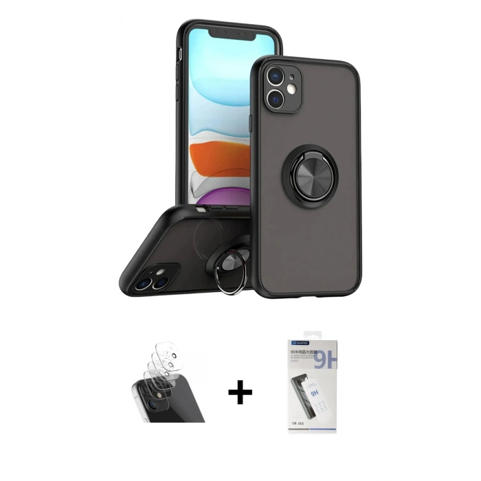 MARSİLYAN™- iPhone 11 Kılıf Yörünge Çizgi - Şeffaf Uv Polymer Nano Ekran Koruyucu + Şeffaf Kamera Lens Koruma Cam