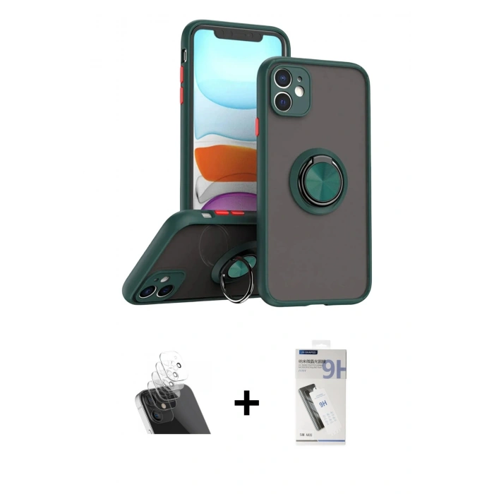 MARSİLYAN™- iPhone 11 Kılıf Yörünge Çizgi - Şeffaf Uv Polymer Nano Ekran Koruyucu + Şeffaf Kamera Lens Koruma Cam