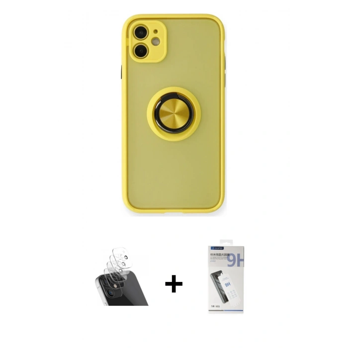 MARSİLYAN™- iPhone 11 Kılıf Yörünge Çizgi - Şeffaf Uv Polymer Nano Ekran Koruyucu + Şeffaf Kamera Lens Koruma Cam
