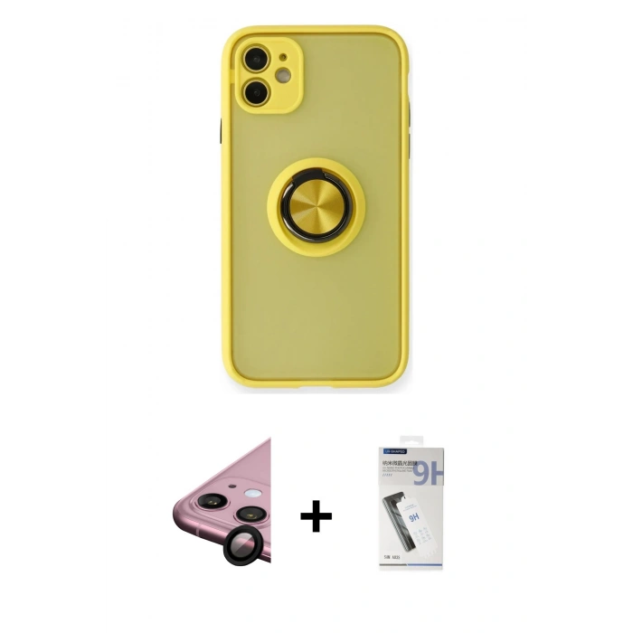 MARSİLYAN™- iPhone 11 Kılıf Yörünge Çizgi - Şeffaf Uv Polymer Nano Ekran Koruyucu + Raze Metal Kamera Lens - SH