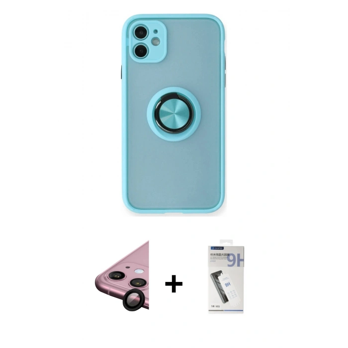 MARSİLYAN™- iPhone 11 Kılıf Yörünge Çizgi - Şeffaf Uv Polymer Nano Ekran Koruyucu + Raze Metal Kamera Lens - SH