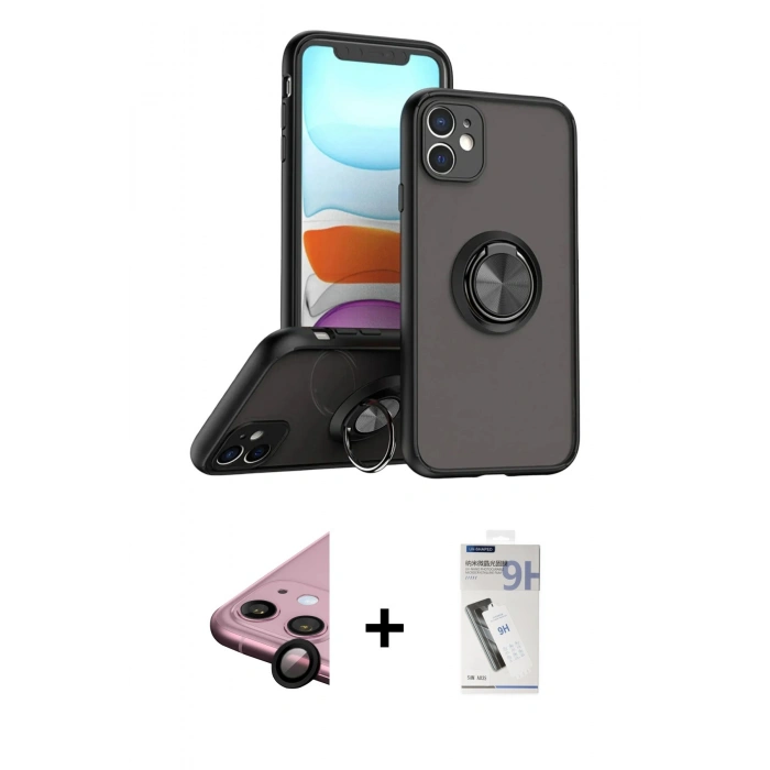 MARSİLYAN™- iPhone 11 Kılıf Yörünge Çizgi - Şeffaf Uv Polymer Nano Ekran Koruyucu + Raze Metal Kamera Lens - SH