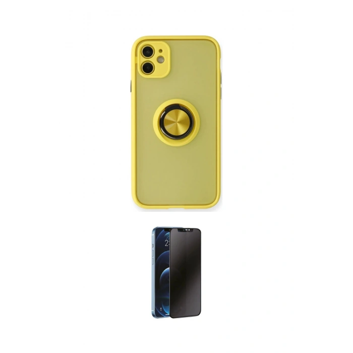 MARSİLYAN™- iPhone 11 Kılıf Yörünge Çizgi - Siyah 3D Antistatik Hayalet Cam Ekran Koruyucu