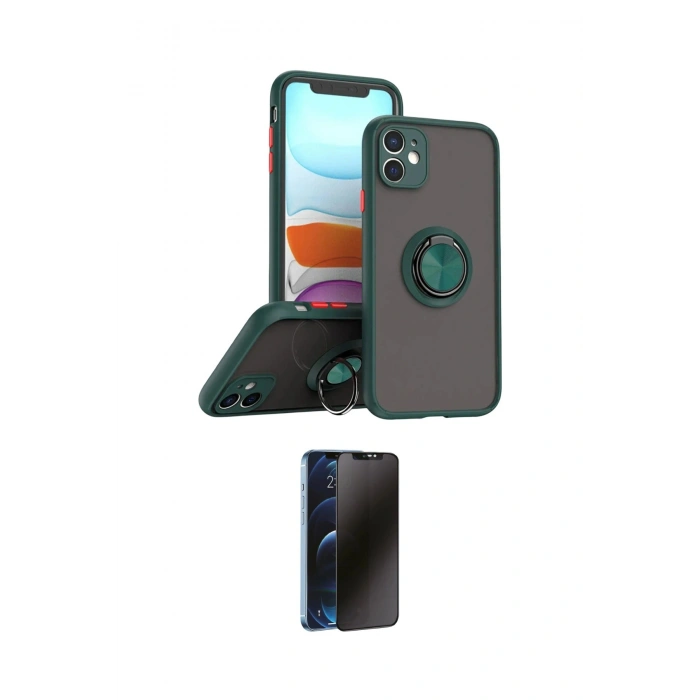 MARSİLYAN™- iPhone 11 Kılıf Yörünge Çizgi - Siyah 3D Antistatik Hayalet Cam Ekran Koruyucu