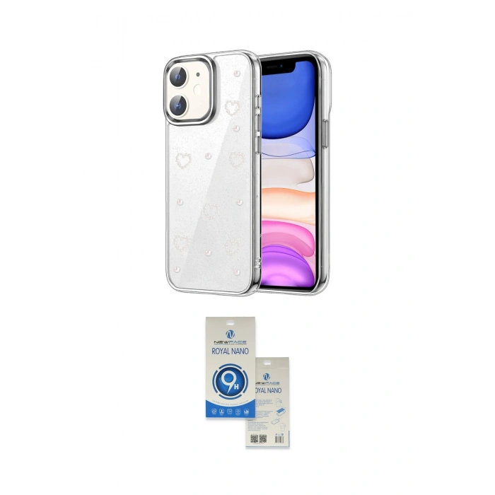 MARSİLYAN™- iPhone 11 Kılıf Yörünge Form - Şeffaf Royal Nano Ekran Koruyucu