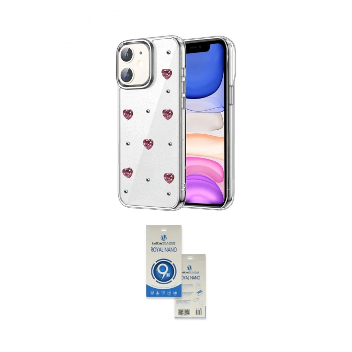 MARSİLYAN™- iPhone 11 Kılıf Yörünge Form - Şeffaf Royal Nano Ekran Koruyucu