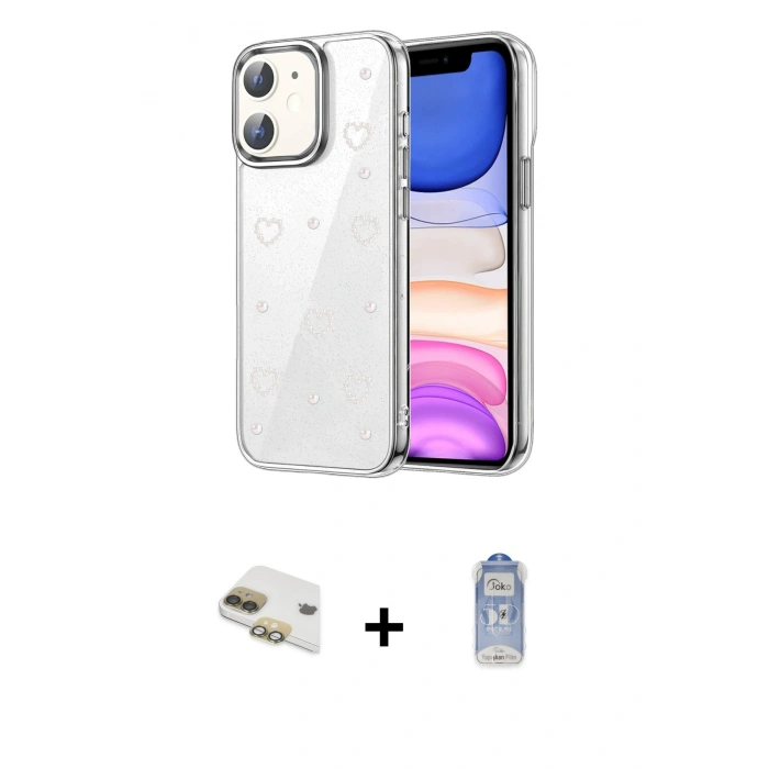 MARSİLYAN™- iPhone 11 Kılıf Yörünge Form - Siyah Joko Magic 5D Cam + Pers Alüminyum Kamera Lens - GD
