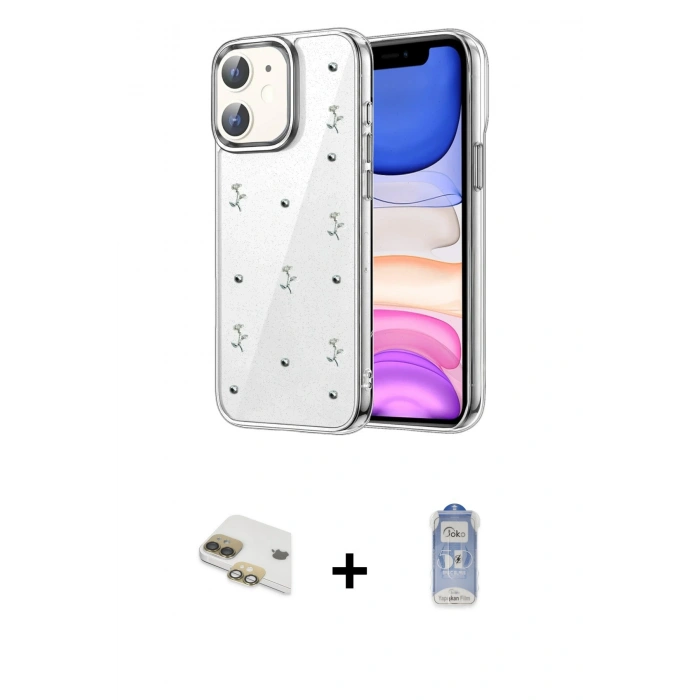 MARSİLYAN™- iPhone 11 Kılıf Yörünge Form - Siyah Joko Magic 5D Cam + Pers Alüminyum Kamera Lens - GD