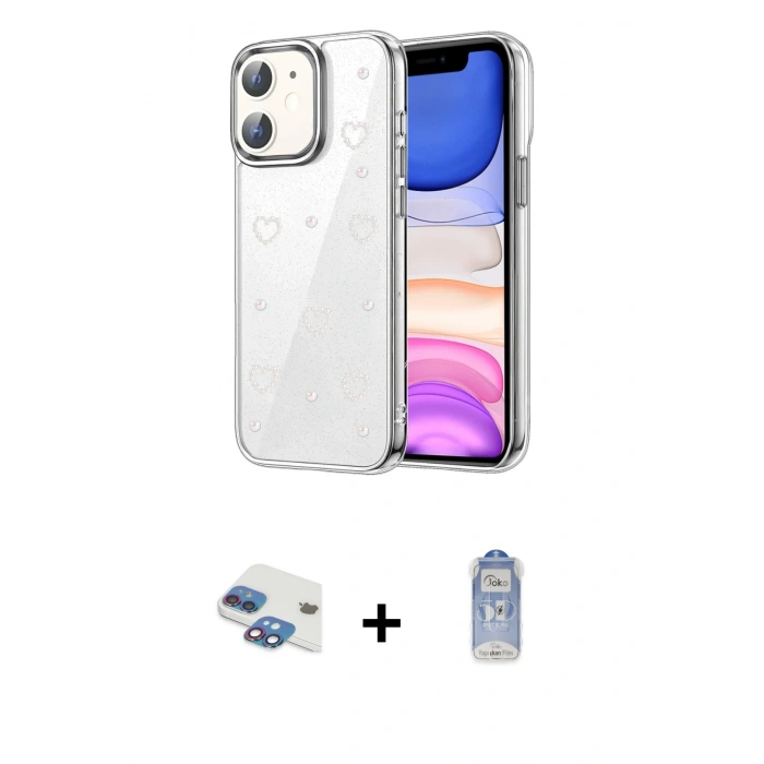 MARSİLYAN™- iPhone 11 Kılıf Yörünge Form - Siyah Joko Magic 5D Cam + Pers Alüminyum Kamera Lens - GI