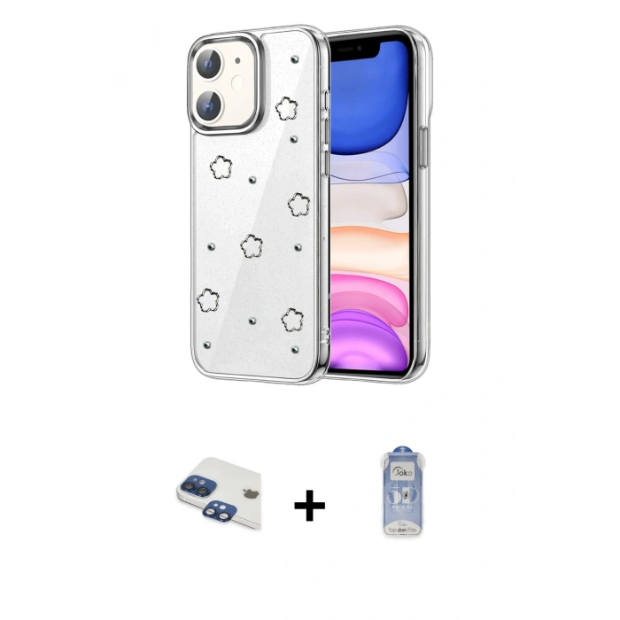 MARSİLYAN™- iPhone 11 Kılıf Yörünge Form - Siyah Joko Magic 5D Cam + Pers Alüminyum Kamera Lens - LT